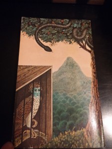 Back cover with one of the strangest images of a harpy I've ever seen.